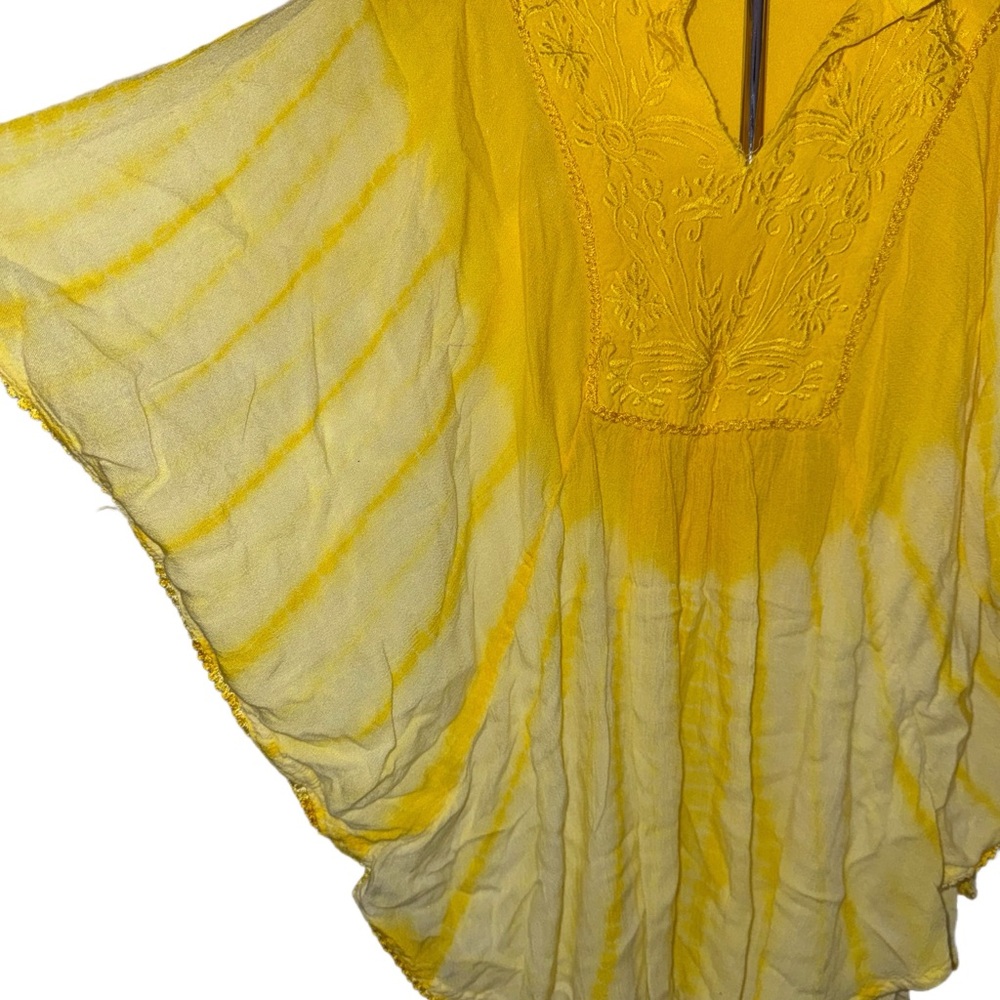 L.S.I. Yellow Embroidered Batwing Top - Picture 2 of 6